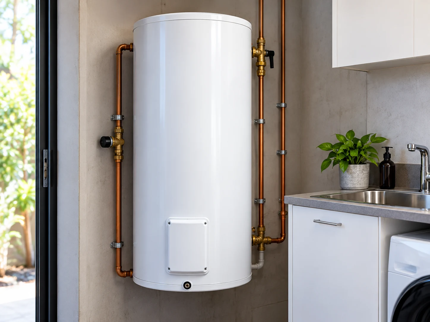 Hot-water failures — plumbing concept